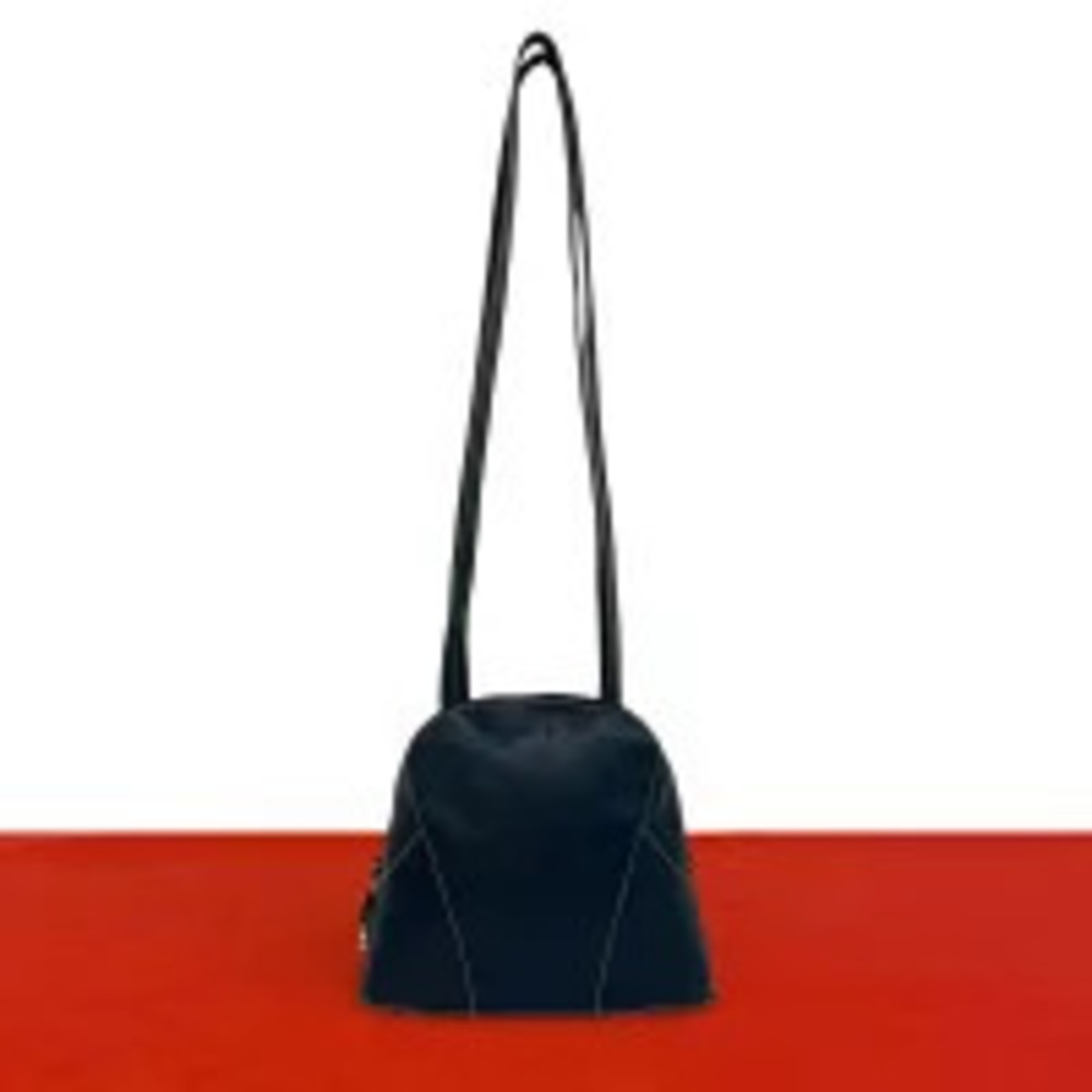 Loewe Embossed Leather Hobo Bag Handbag Tote Navy Blue